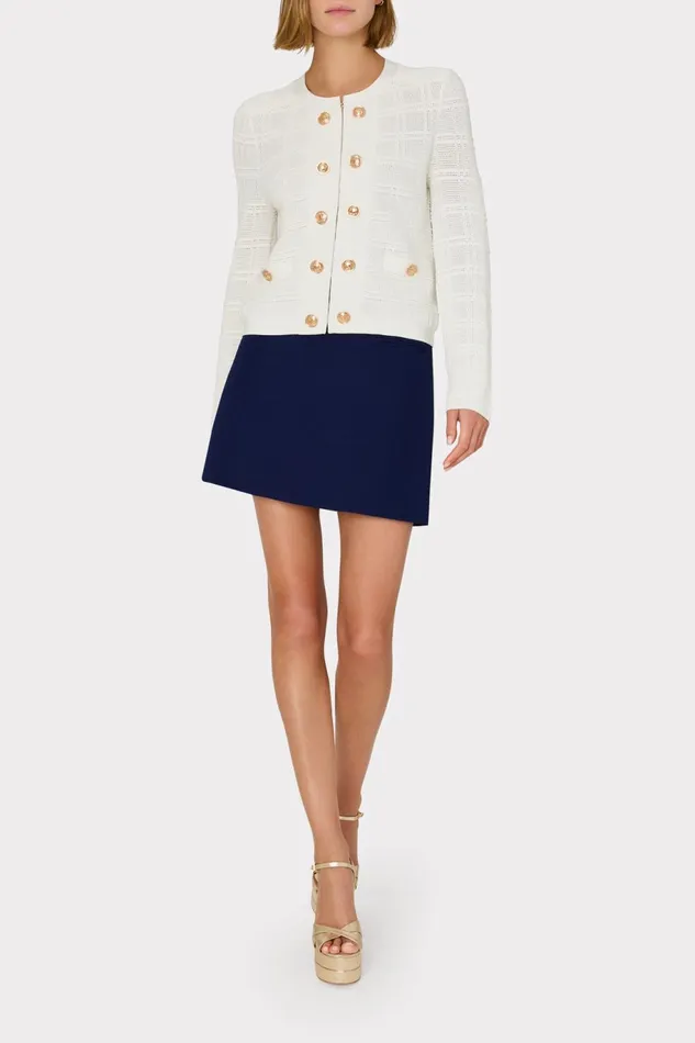 Milly Lizzy Cady Mini Skirt Navy Women Matching Sets