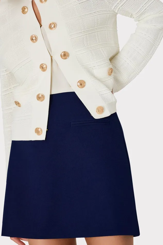 Milly Lizzy Cady Mini Skirt Navy Women Matching Sets