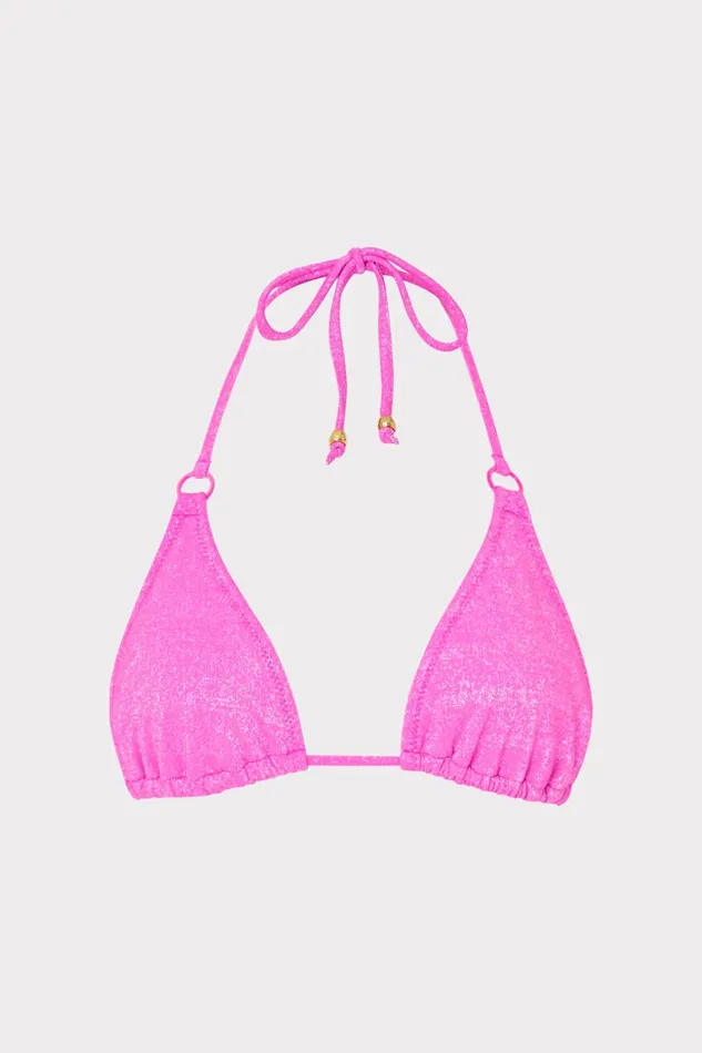 Milly Metallic Ring Triangle Bikini Top Fuchsiasilver Women Bikinis