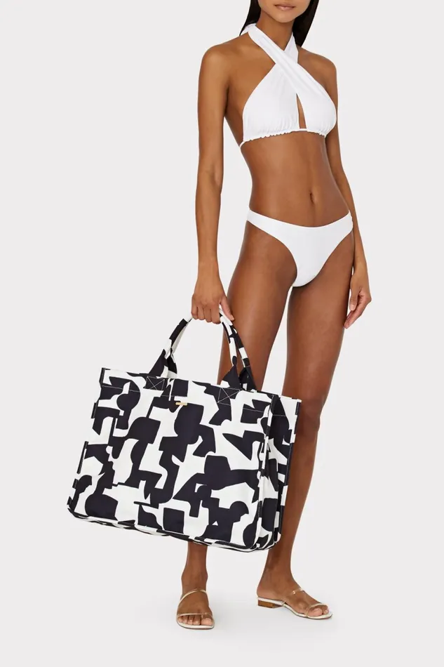 Milly Milly Mimi Tote Bag Blackecru Women Swim and Coverups Milly Milly Mimi Tote Bag Blackecru Women Swim and Coverups