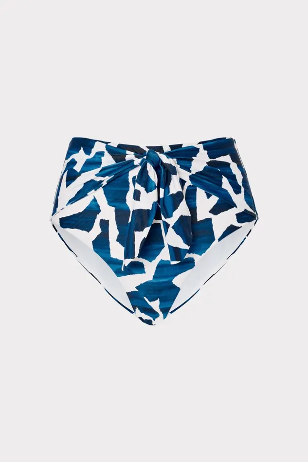 Milly Ocean Puzzle Tie Bikini Bottom Navy Multi Women Bikinis