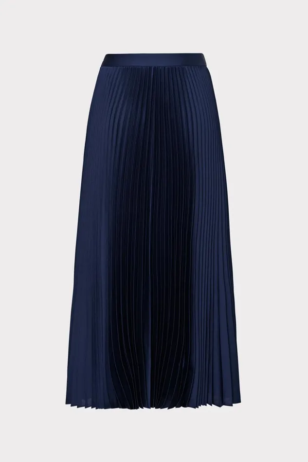Milly Otha Satin Pleated Skirt Navy Women Skirts Milly Otha Satin Pleated Skirt Navy Women Skirts