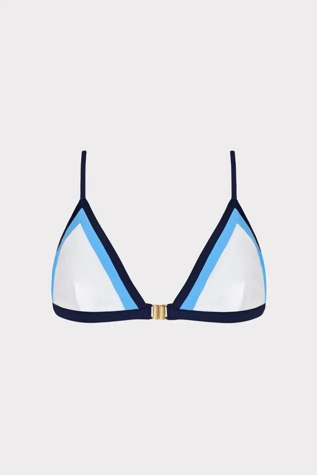 Milly Positano Color Block Bikini Top Navy Multi Women Bikinis