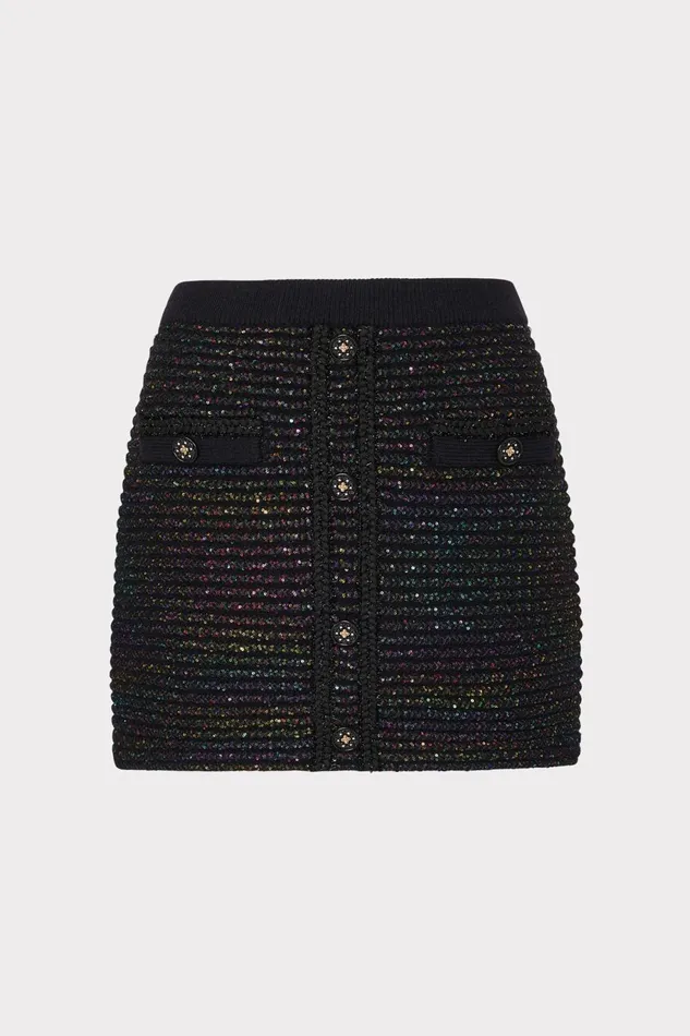 Milly Sequin Textured Knit Mini Skirt Multi Women Matching Sets