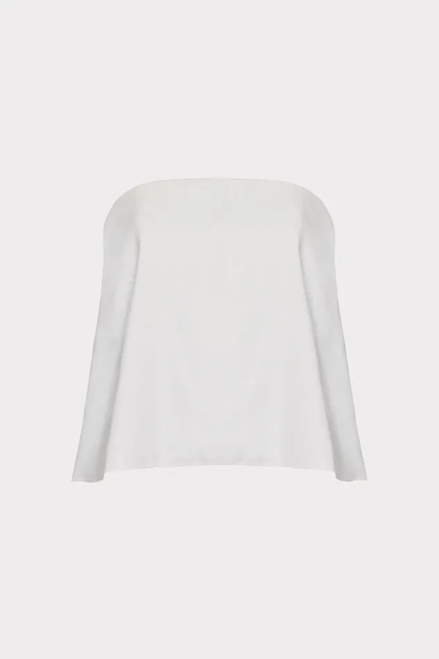 Milly Solid Linen Strapless Top White Women Matching Sets