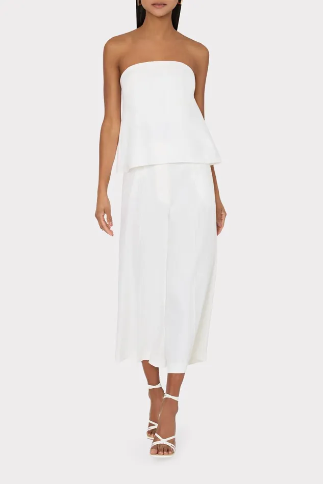 Milly Solid Linen Strapless Top White Women Matching Sets Milly Solid Linen Strapless Top White Women Matching Sets