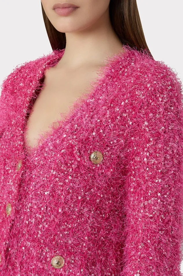 Milly Textured Fringe Cardigan Pink Women Coats and Jackets Milly Textured Fringe Cardigan Pink Women Coats and Jackets