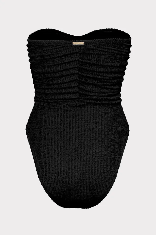 Milly Textured Ruched One Piece Black Women One Piece Swimsuits