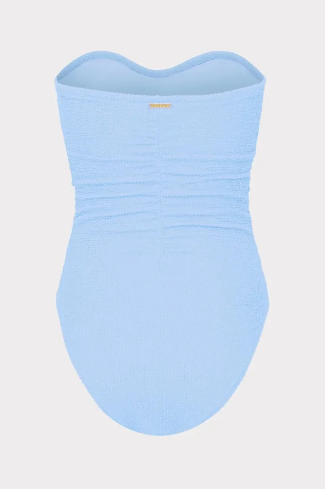 Milly Textured Ruched One Piece Light Blue Women One Piece Swimsuits Milly Textured Ruched One Piece Light Blue Women One Piece Swimsuits