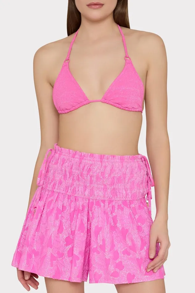 Milly Wendy Lurex Jacquard Shorts Pink Women CoverUps Milly Wendy Lurex Jacquard Shorts Pink Women CoverUps