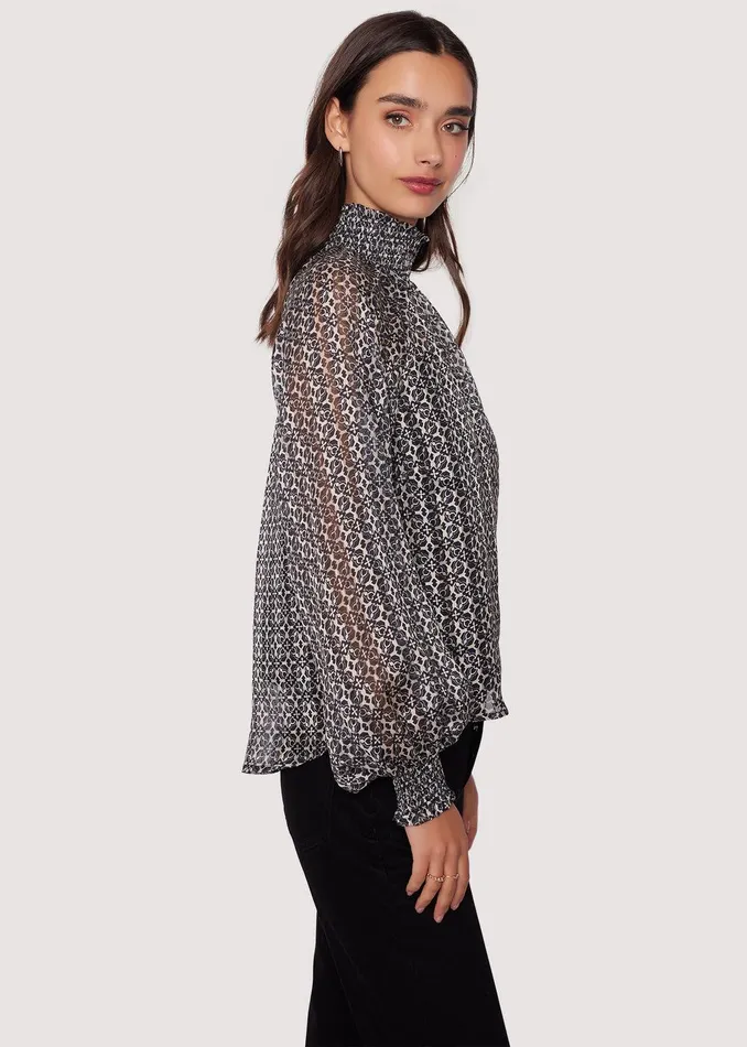 Mira Mock Neck Top Blackivorymulti Women Lost Wander Tops