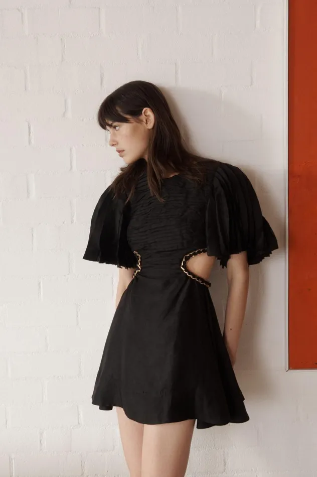 Monica Chain Link Mini Dress Black Women Aje Mini Dresses