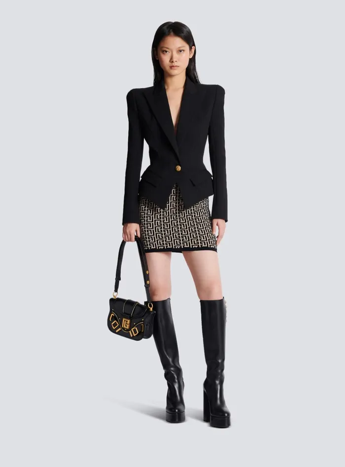 Monogrammed Knit Skirt Black Women Balmain Knitwear