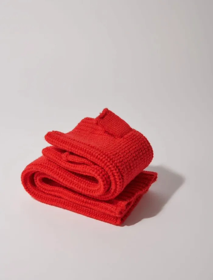 Other Accessories Women Maje Wool And Cashmere Mittens Red