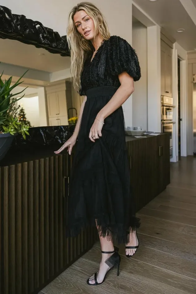 Padme Mesh Midi Dress In Black Black Women Bohme Dresses
