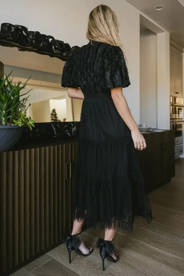 Padme Mesh Midi Dress In Black Black Women Bohme Dresses