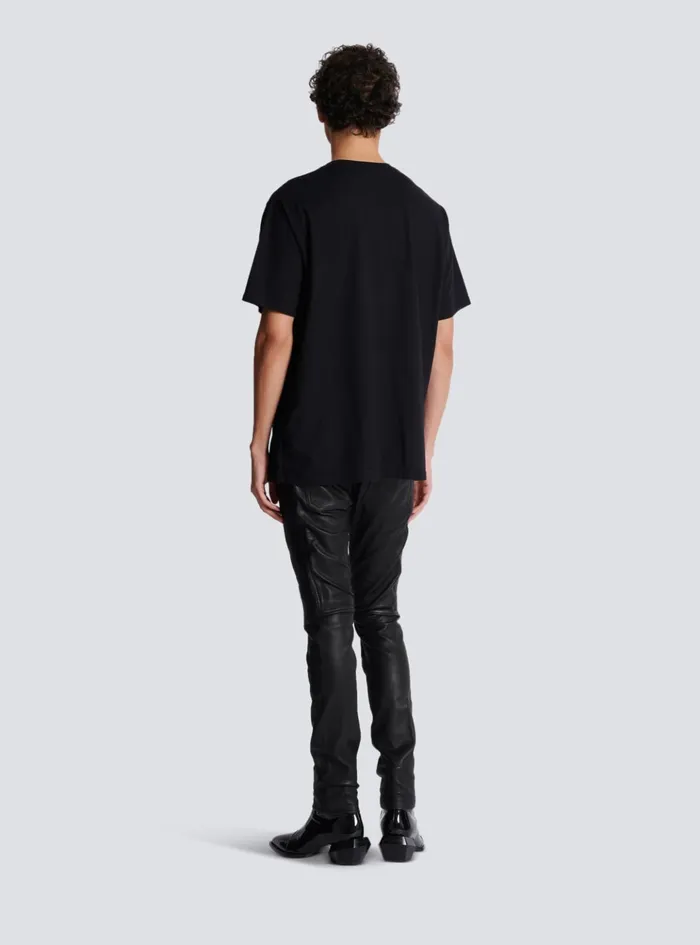 Palm Tree Embroidered Tshirt Black Men Balmain TShirts