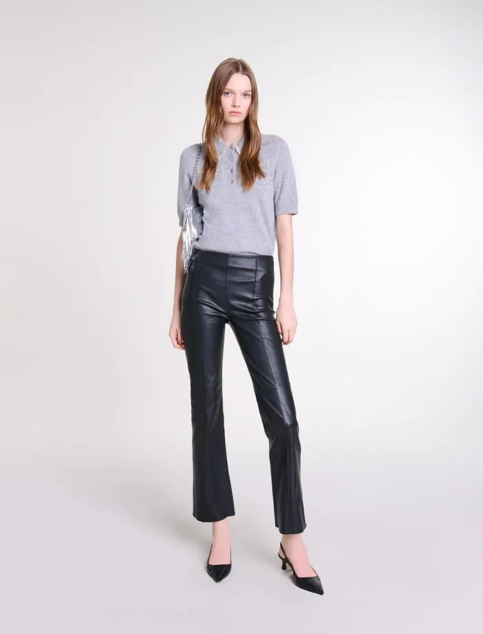 Pants and Jeans Women Maje Leather Trousers Black