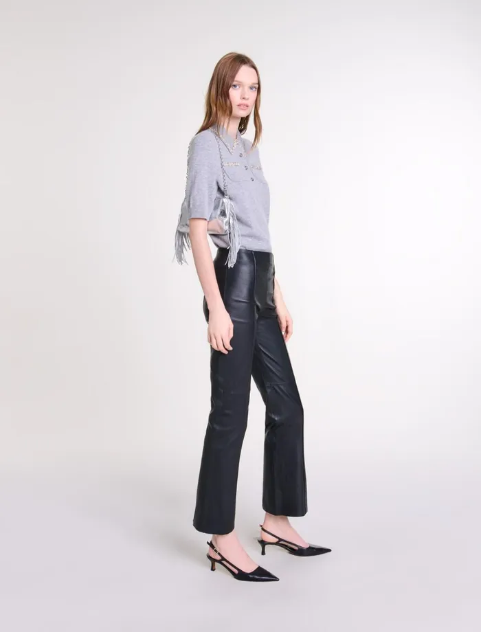 Pants and Jeans Women Maje Leather Trousers Black