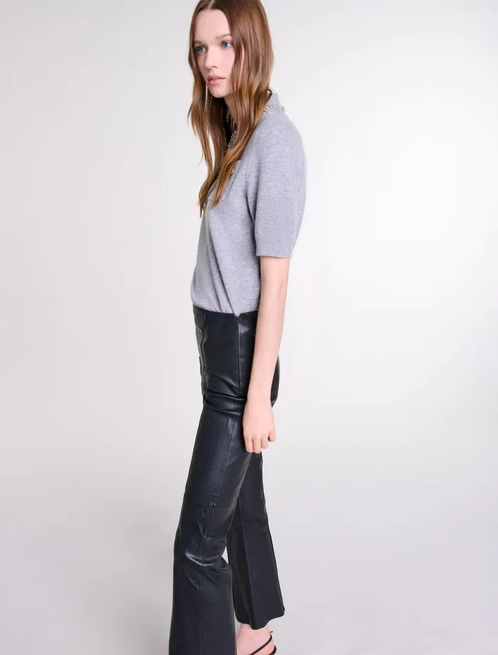 Pants and Jeans Women Maje Leather Trousers Black