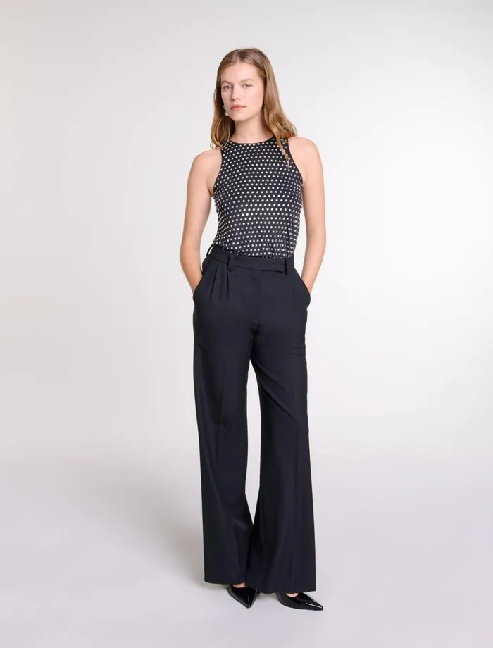 Pants and Jeans Women Maje WideLeg Suit Trousers Black