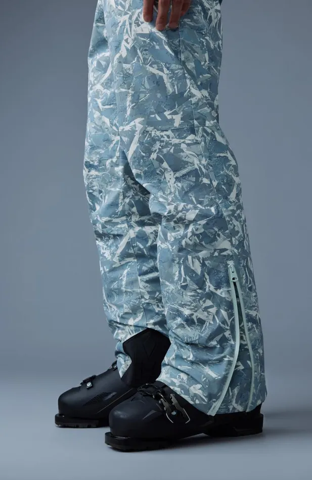 Pants Men Mackage KENYONFP Frost Pattern Ski Pants With Removable Suspender Sky Blue Frost