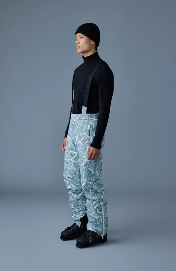Pants Men Mackage KENYONFP Frost Pattern Ski Pants With Removable Suspender Sky Blue Frost Pants Men Mackage KENYONFP Frost Pattern Ski Pants With Removable Suspender Sky Blue Frost