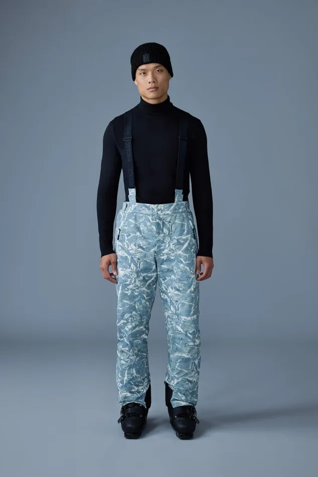 Pants Men Mackage KENYONFP Frost Pattern Ski Pants With Removable Suspender Sky Blue Frost Pants Men Mackage KENYONFP Frost Pattern Ski Pants With Removable Suspender Sky Blue Frost