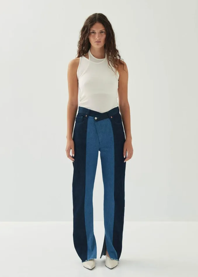 Pants Women ALOHAS Kansas Bicolor Indigo Denim Trousers