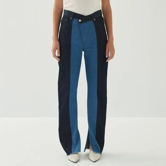 Pants Women ALOHAS Kansas Bicolor Indigo Denim Trousers