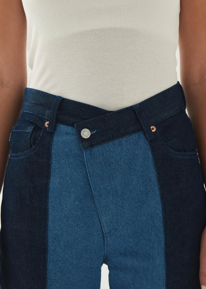 Pants Women ALOHAS Kansas Bicolor Indigo Denim Trousers