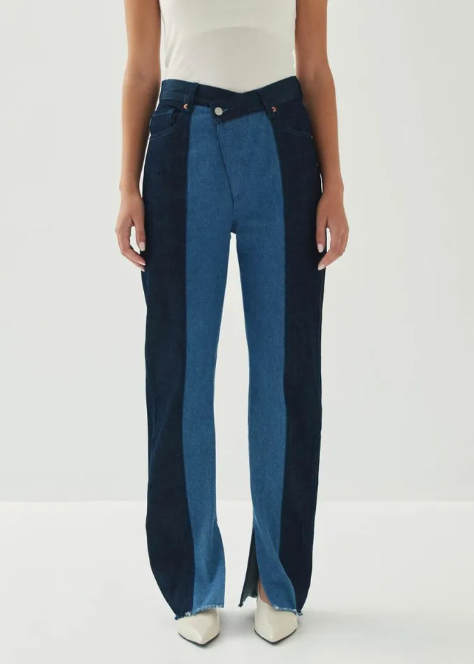 Pants Women ALOHAS Kansas Bicolor Indigo Denim Trousers