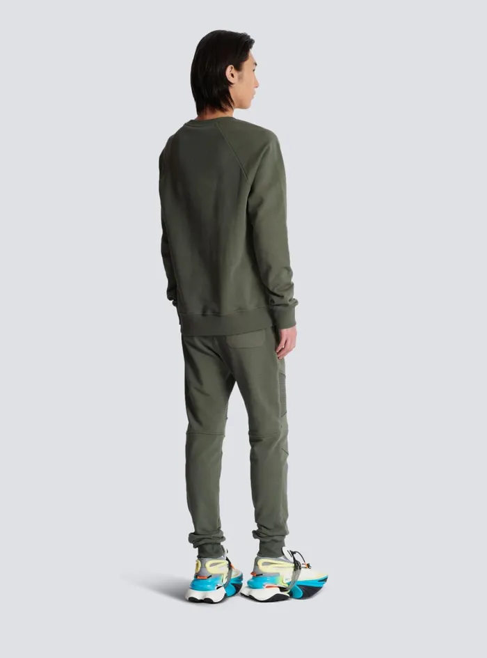 Paris Flocked Sweatshirt Khaki Men Balmain Sweatshirts