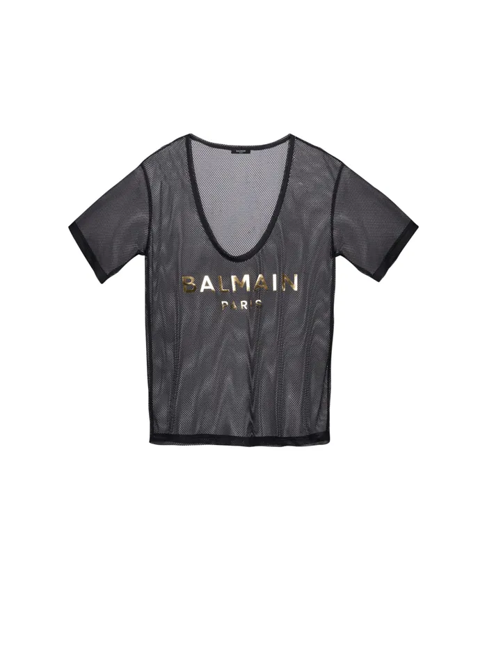 Paris Mesh Tshirt Black Women Balmain Swimwear
