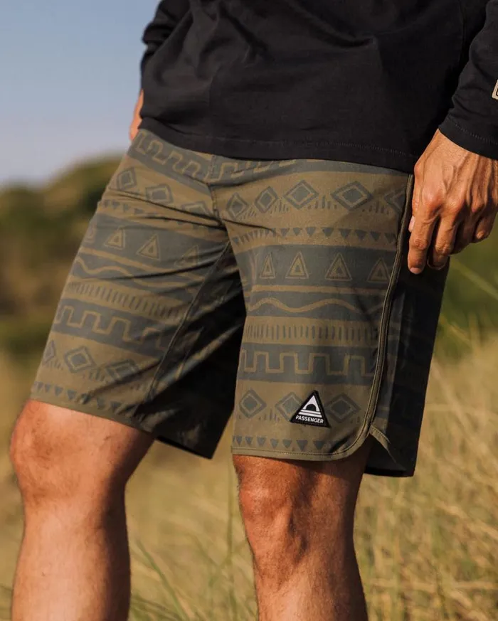 Passenger Clothing Breaks Recycled Boardshort Abstract Stripe Khaki Men Shorts