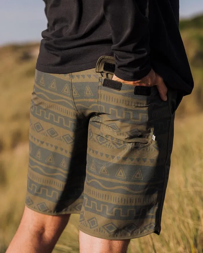 Passenger Clothing Breaks Recycled Boardshort Abstract Stripe Khaki Men Shorts