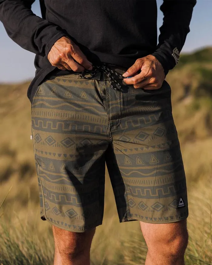 Passenger Clothing Breaks Recycled Boardshort Abstract Stripe Khaki Men Shorts
