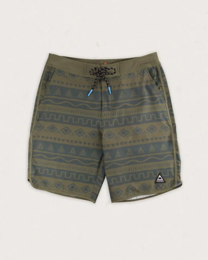 Passenger Clothing Breaks Recycled Boardshort Abstract Stripe Khaki Men Shorts