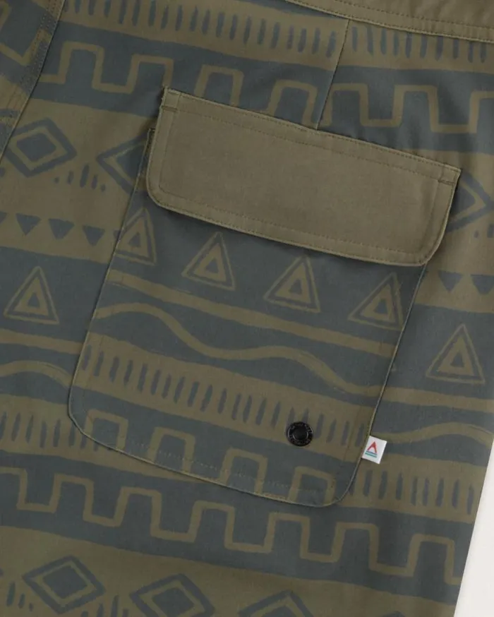 Passenger Clothing Breaks Recycled Boardshort Abstract Stripe Khaki Men Shorts