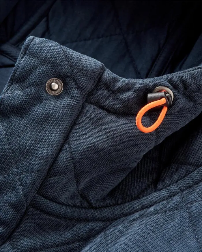 Passenger Clothing Clementine Recycled Quilted Popper Up Hoodie Deep Navy Women Activewear