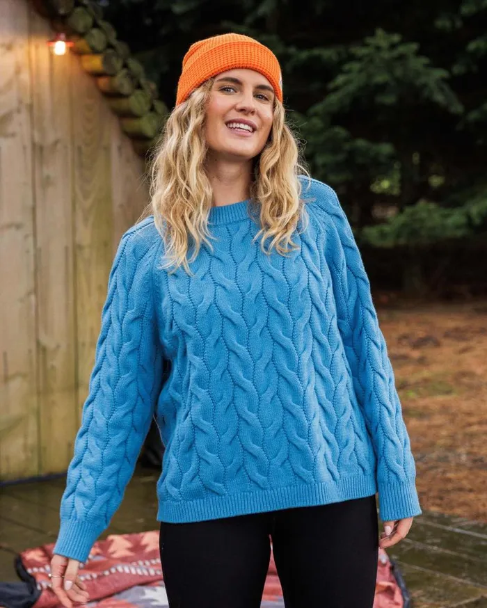 Passenger Clothing Comfort Organic Knitted Jumper Atlantic Blue Women Knitwear
