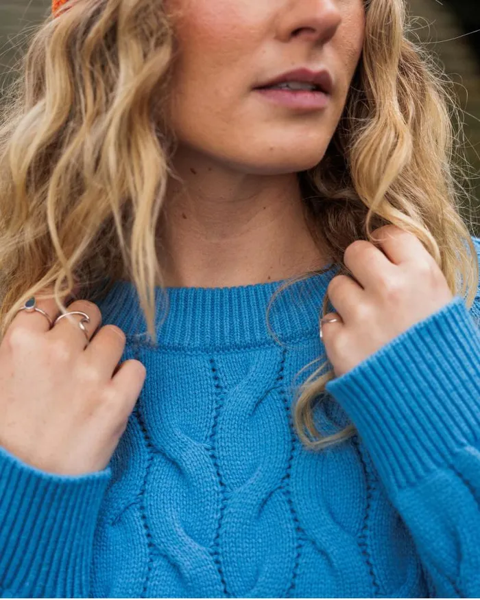Passenger Clothing Comfort Organic Knitted Jumper Atlantic Blue Women Knitwear