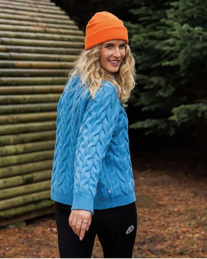 Passenger Clothing Comfort Organic Knitted Jumper Atlantic Blue Women Knitwear