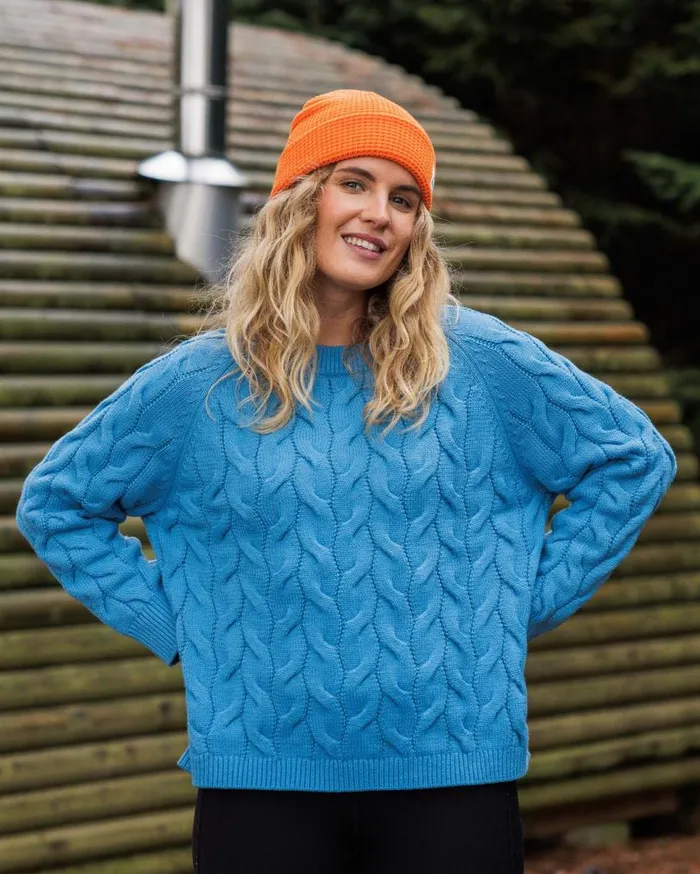 Passenger Clothing Comfort Organic Knitted Jumper Atlantic Blue Women Knitwear