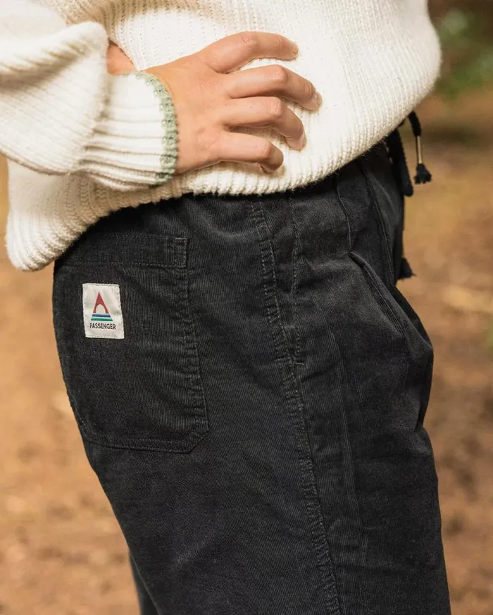 Passenger Clothing Compass Recycled Corduroy Trouser Black Women Dungarees and Trousers