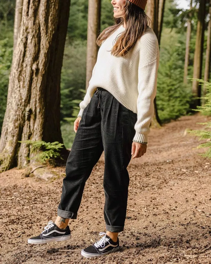 Passenger Clothing Compass Recycled Corduroy Trouser Black Women Dungarees and Trousers