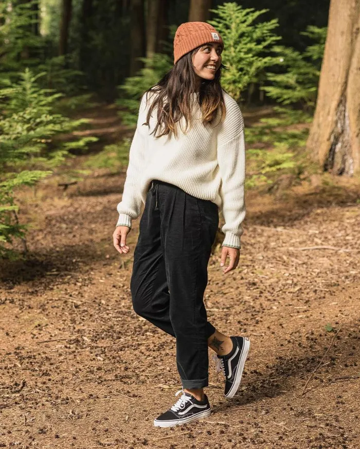 Passenger Clothing Compass Recycled Corduroy Trouser Black Women Dungarees and Trousers