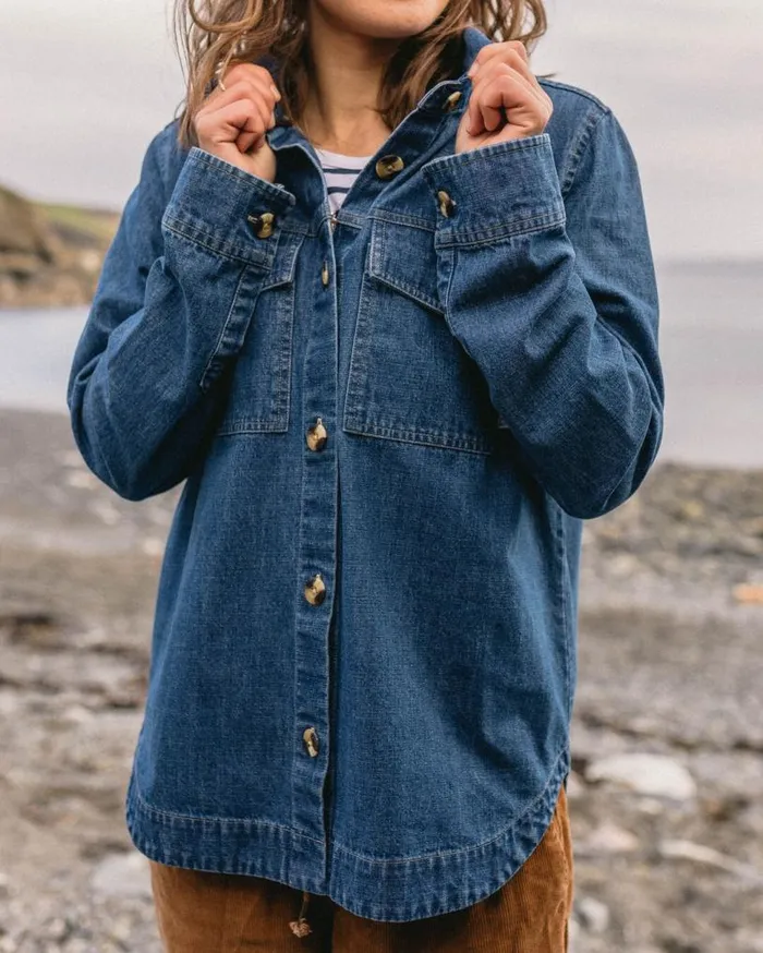 Passenger Clothing Coral Denim Cotton Ls Shirt Washed Denim Women Shirts