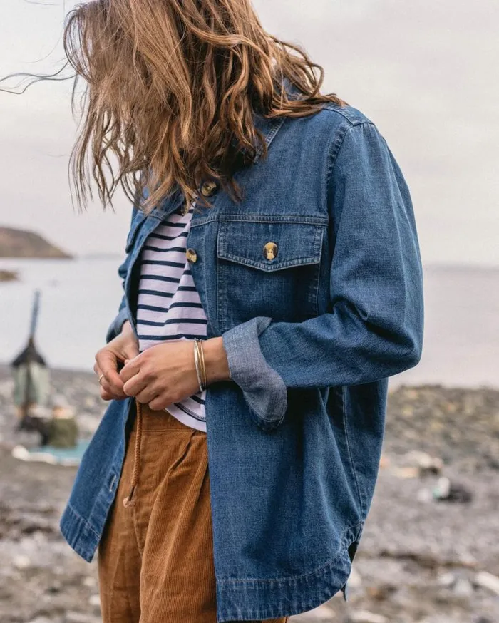 Passenger Clothing Coral Denim Cotton Ls Shirt Washed Denim Women Shirts
