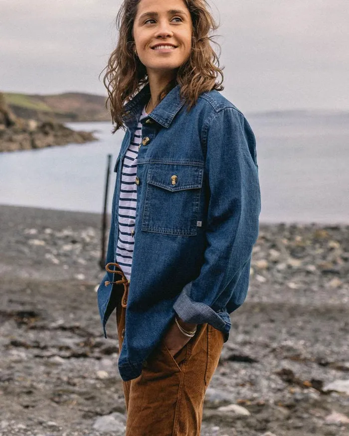 Passenger Clothing Coral Denim Cotton Ls Shirt Washed Denim Women Shirts